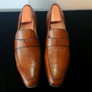 SANTONI 'Qiunlan-2' Brown Leather Penny Loafers-Size 10 1/2 D IOB